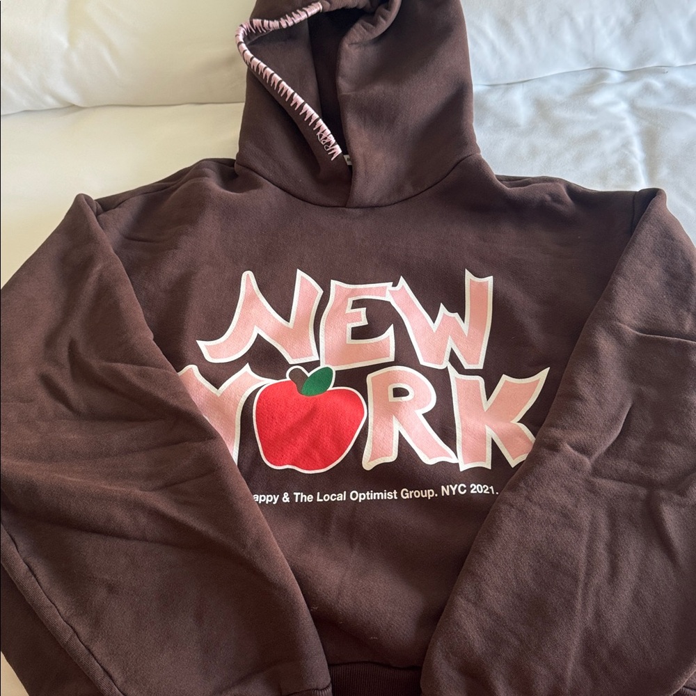 Madhappy Brown New York Hoodie with Pink Accents